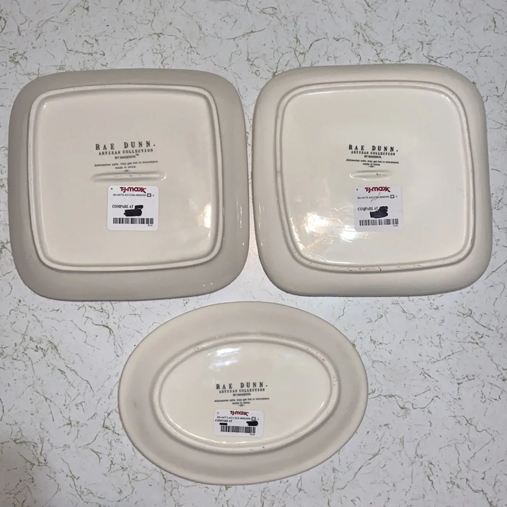 3 Rae Dunn Artisan Collection by Magenta Christmas XMas Plates Lot of 3